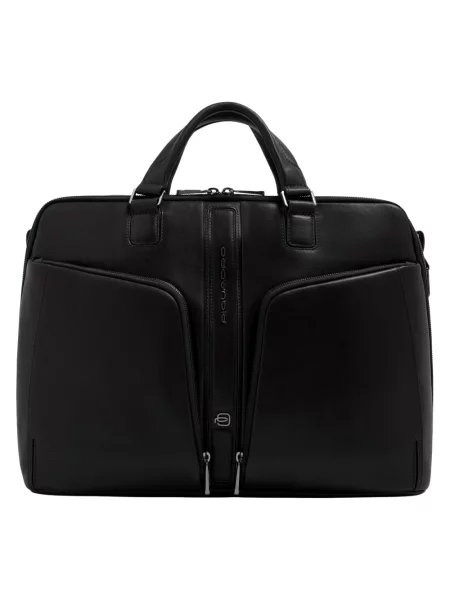 Torba na laptopa Piquadro skórzana czarna