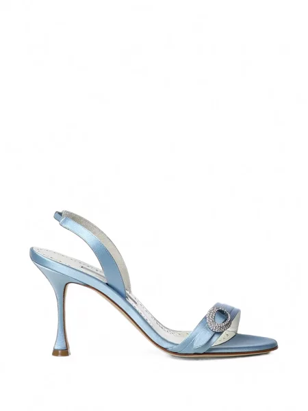 Sandale Manolo Blahnik cu cataramă slingback albastru