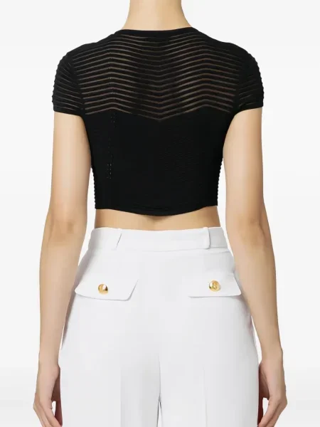 Top Elisabetta Franchi w jodełkę o krotszym kroju czarny