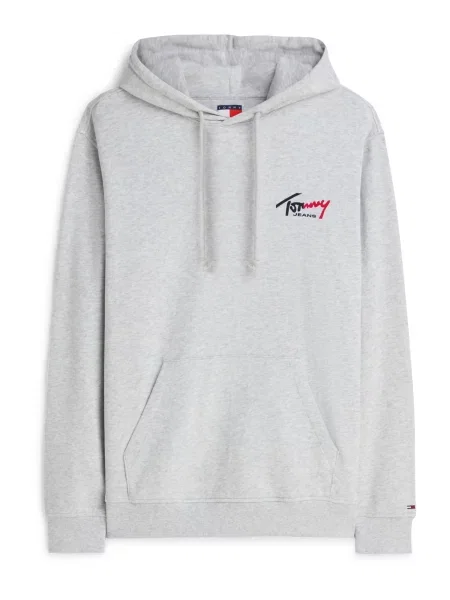 Geacă de blugi Tommy Hilfiger cu glugă cu autograf gri