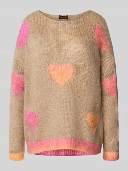 Sweter lniany o kroju oversized z dodatkiem wełny z alpaki z imitacji dzianiny Miss Goodlife