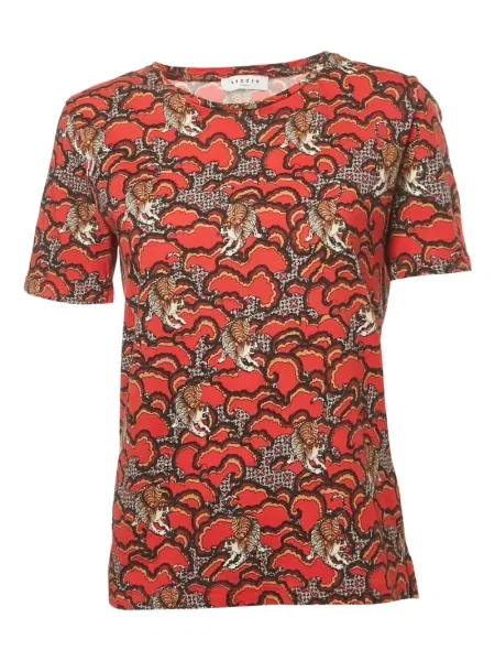 Koszulka Sandro z nadrukiem w tygrysie prążki czerwona