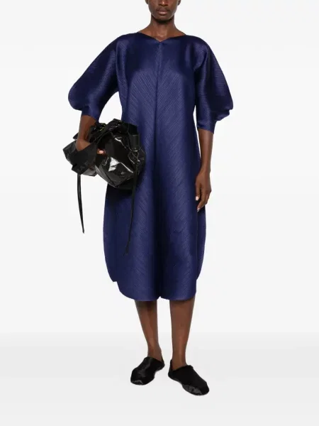 Rochie midi Pleats Please Issey Miyake albastru
