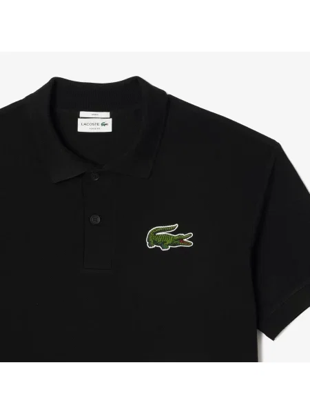Lacoste Oryginalna Koszulka Polo Loose Fit Z Krokodylem Z Lat czarna