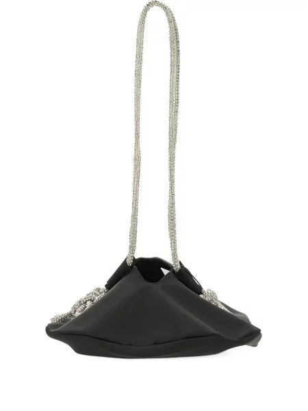 Geantă Kara din satin de cristal negru
