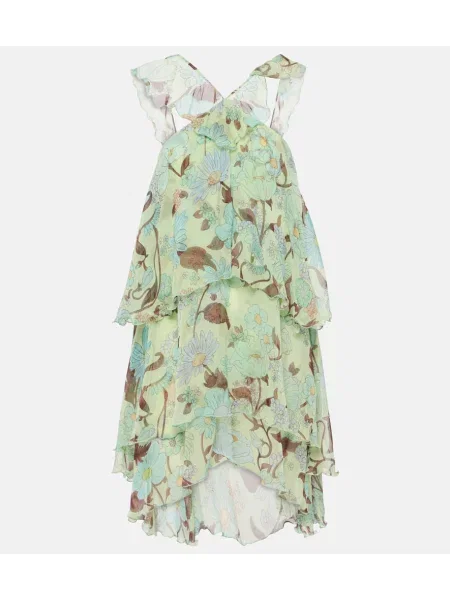 Rochie Stella Mccartney de mătase cu imagine verde