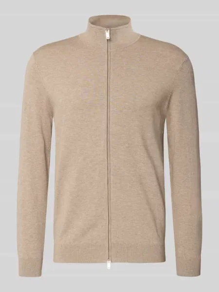 Kardigan ze stójką i zamkiem błyskawicznym dwustronnym Profuomo beżowy