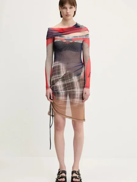 Ottolinger sukienka Mesh Off-Shoulder Mini mini dopasowana granatowy