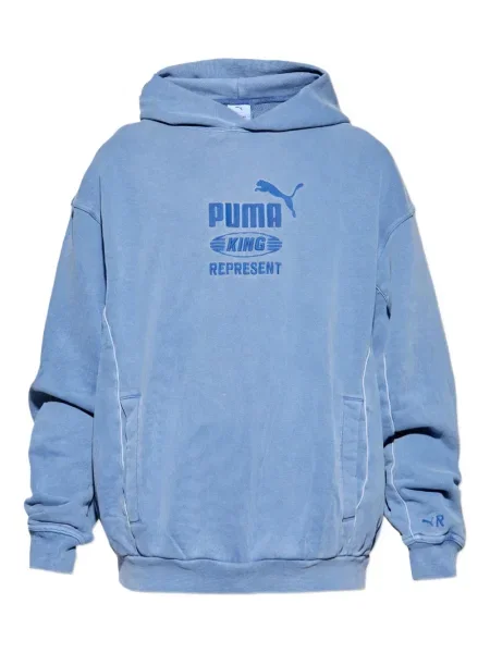 Pulover Puma cu broderie cu glugă albastru