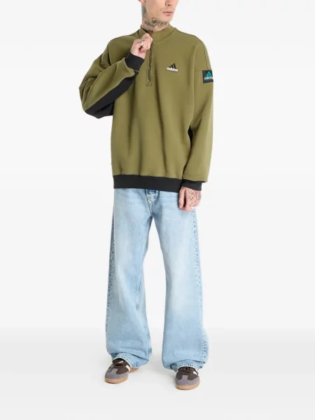 Pantaloni palazzo Adidas cu dungi cu decolteu în V negru