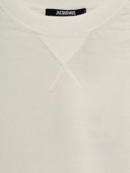 Pulover Jacquemus cu broderie cu decolteu în U alb