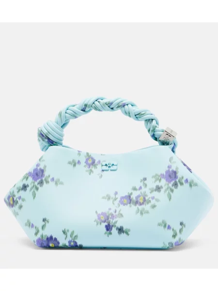 Top Ganni cu model floral albastru
