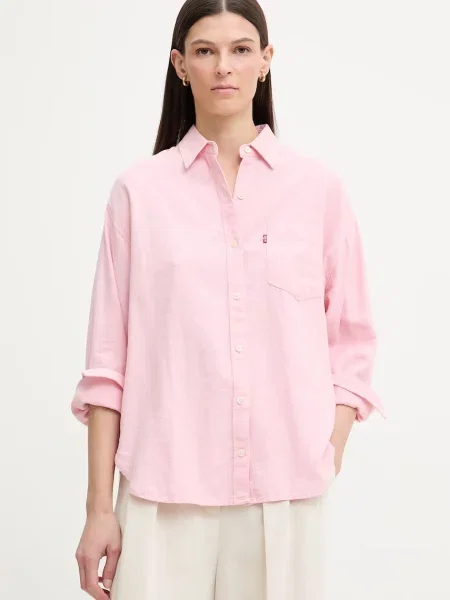 Levi's koszula z lnem HARLIE BOYFRIEND różowa