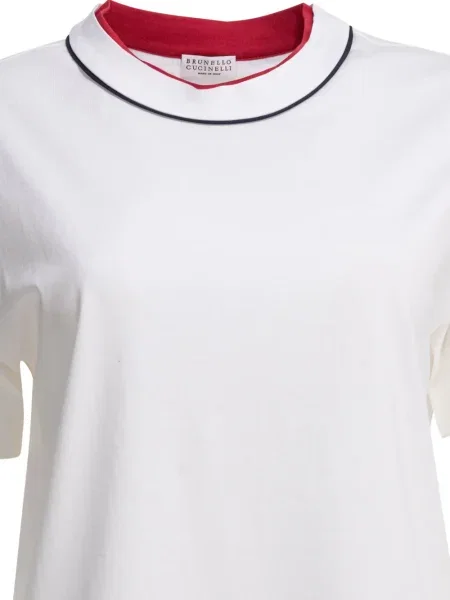 Tricou Brunello Cucinelli scurt alb