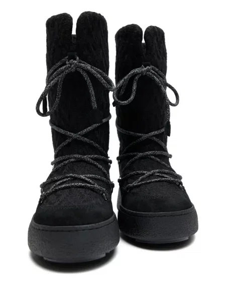 Botine Moon Boot cu șireturi tricotate negru