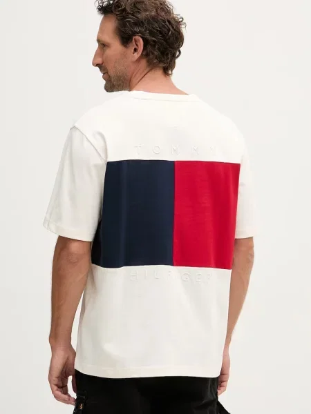 Tommy Hilfiger Koszulka Mężczyźni biały|niebieski|czerwony wzorzysty S beżowa