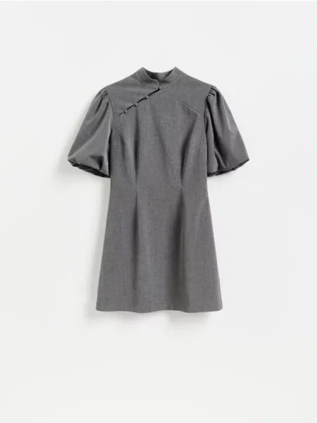 Reserved Rochie mini cu mâneci bufante gri-închis gri