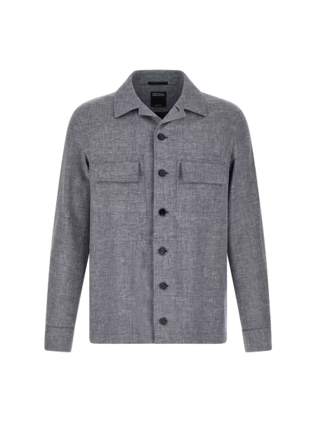 Kurtka koszulowa Zegna wełniana niebieska