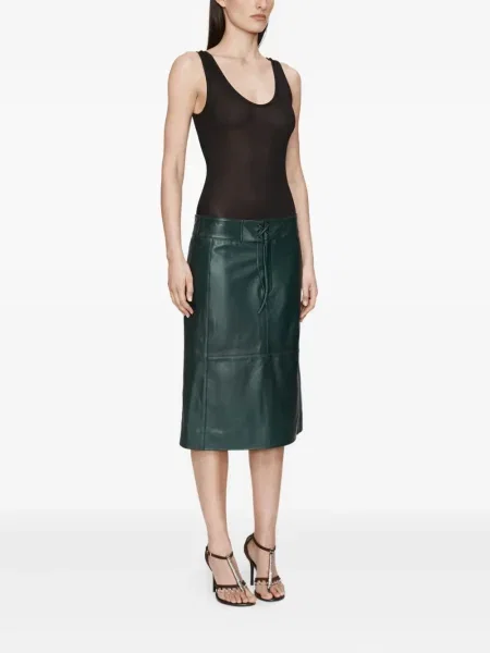 Fustă din piele Christopher Esber până la genunchi verde