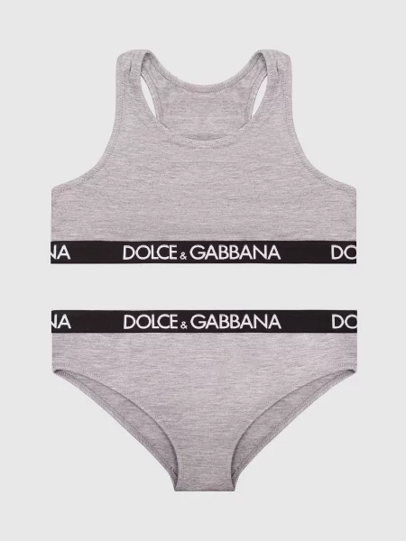 Дитячий набір із топа та трусиків з логотипом Dolce&gabbana сірий