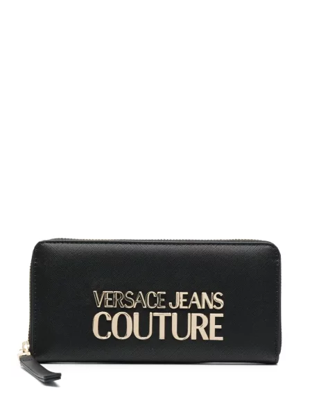 Pénztárca Versace Jeans Couture autogrammal fekete