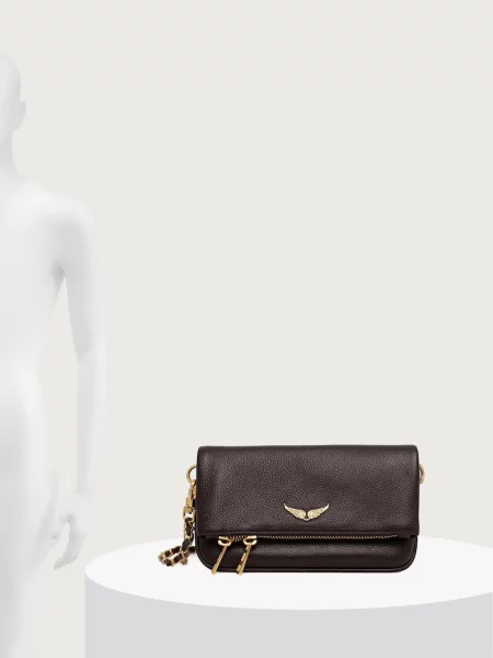 Zadig&Voltaire keresztpántos táska női bőr ROCK NANO GRAINED LEATHER barna