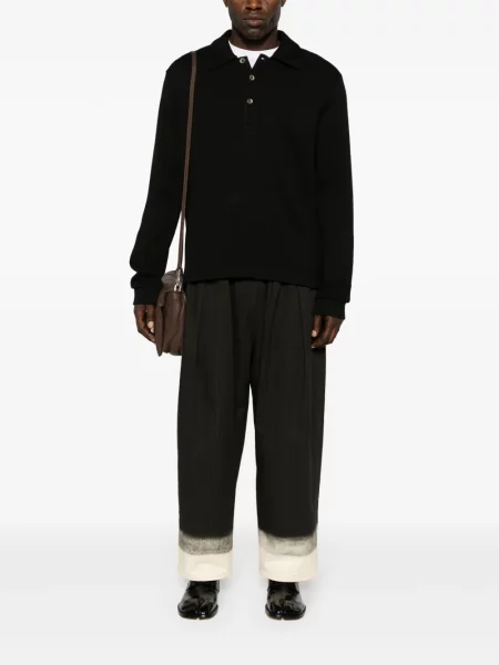 Dryžuotos plačiakojis kelnės Maison Margiela juoda