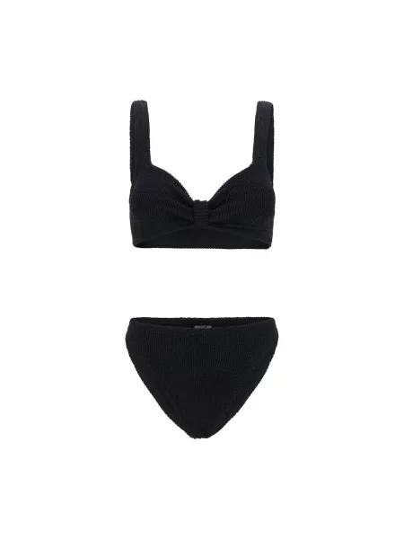 Bikini Hunza G z kokardką garniturowy czarny