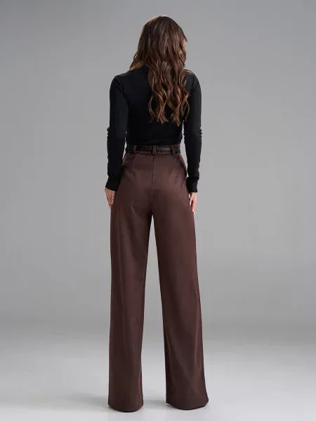 Замшевые классические брюки Issa Plus коричневые