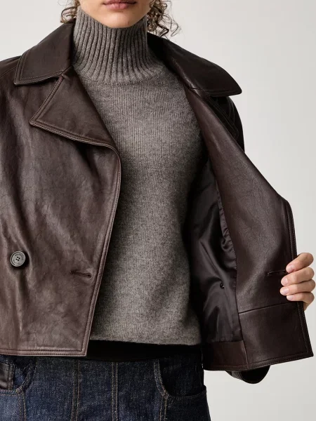 Кожаный короткий тренч Weekend Max Mara