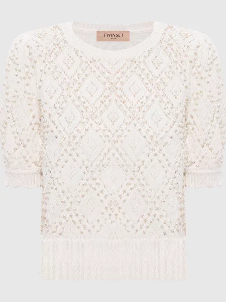 Ажурний джемпер з намистинами Twinset білий