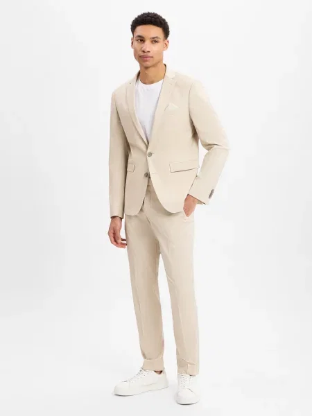 Finshley & Harding Garnitur Oakland Kalifornia Mężczyźni Slim Fit marmurkowy 56 beżowy