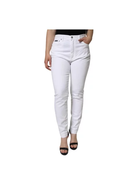 Skinny jeansy skinny Dolce And Gabbana ze stretchu białe
