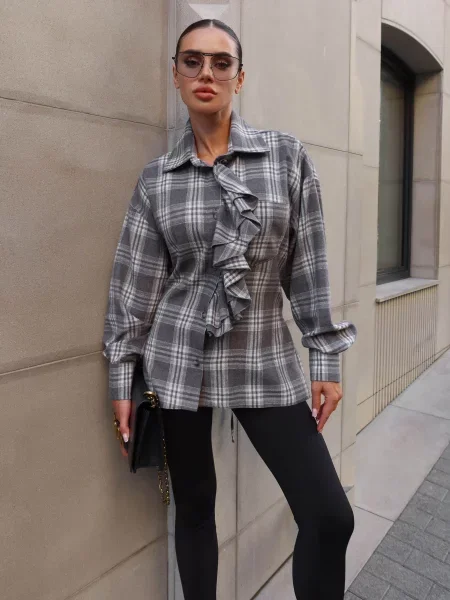 Сорочка Jadone Fashion Sorochka_Siut_siryi бавовна/поліестер сірий