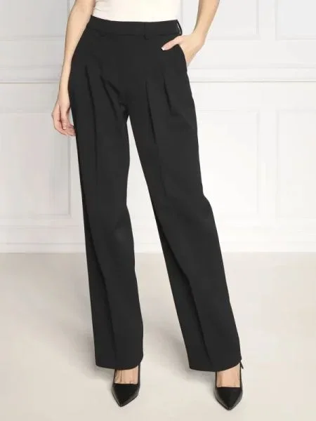 Calvin Klein Pantaloni TWILL PLEATED | Straight fit cu adaos de lână negru
