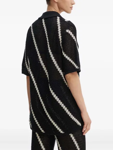 Cardigan Samsøe Samsøe cu dungi scurt negru