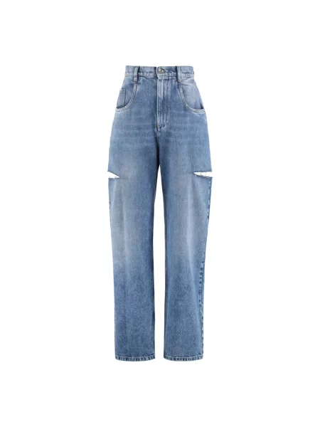 Proste jeansy Maison Margiela z dziurami niebieskie