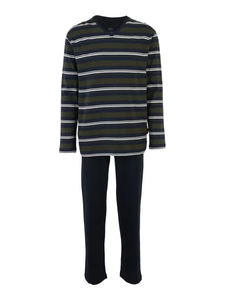 CECEBA Pijama lungă bleumarin / kaki alb