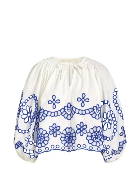 Top Marie Oliver cu broderie alb