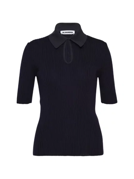 Tricou polo Jil Sander tricotate gri