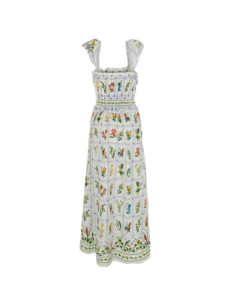 Rochie maxi Farm Rio cu imprimeu tropical alb