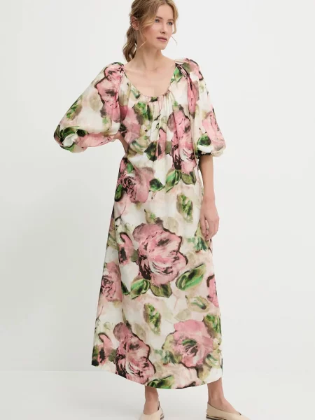 Answear Lab sukienka maxi rozkloszowana różowy