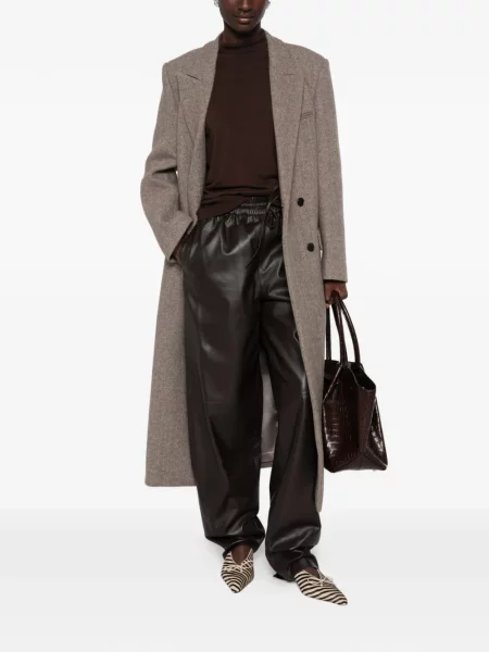 Pantaloni Joseph din piele cu cordon maro
