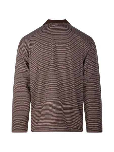 Lung tricou polo Coor cu dungi maro