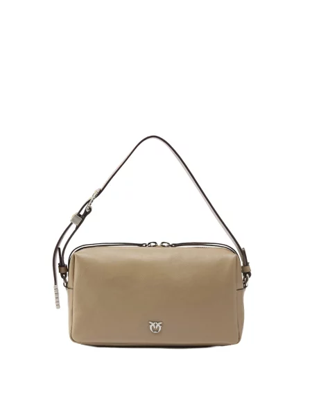 PINKO Kabelka PINKO BAULETTO TRITTICO. VITELLO BIKER BORSA tmavě béžová