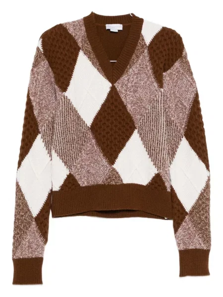 Pulover Stella Mccartney cu decolteu în V maro