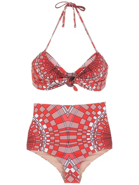 Bikini Amir Slama cu imagine cu imprimeu geometric roșu