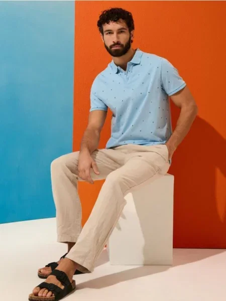 Sinsay koszulka polo błękitny