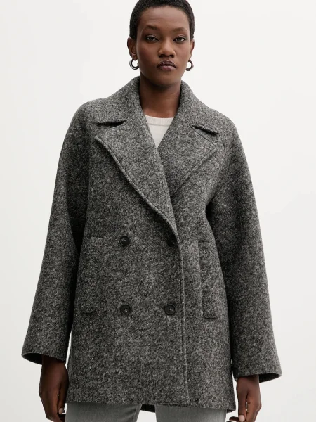 Палто с вълна MM OBLIQUA сиво