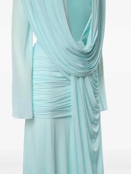 Lung rochie maxi Christopher Esber drapată albastru